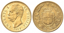 Umberto I (1878-1900). 20 Lire 1888. Au (21mm, 6.45g). Roma. Pagani 583; Gigante 17. BB+