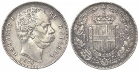 Umberto I (1878-1900). 5 Lire 1878. Ar (37mm, 24.90g). Roma. Pagani 589; Gigante 23. BB