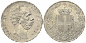 Umberto I (1878-1900). 5 Lire 1879. Ar (37mm, 25.02g). Roma. Pagani 590; Gigante 24. qSPL