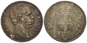 Umberto I (1878-1900) - 5 Lire - 1879 - AG Pag. 590; Mont. 33 Patina di antica raccolta - SPL-FDC