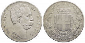 Umberto I (1878-1900) - 5 Lire - 1879 - AG Pag. 590; Mont. 33 Segno - BB