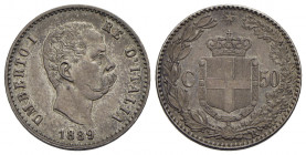 Umberto I (1878-1900) - 50 Centesimi - 1889 - AG R Pag. 608; Mont. 55 Patina di antica raccolta - SPL+
