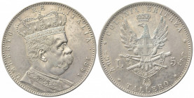 Umberto I (1890-1896). Colonia Eritrea. 5 Lire - Tallero 1891. Ar (40mm, 28.12g). Roma. Pagani 630; Gigante 1. BB+