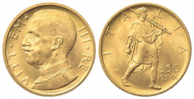Vittorio Emanuele III (1900-1943). 50 Lire 1931 IX. Au (20.5mm, 4.41g). Roma. Pagani 657; Gigante 20. qSPL