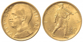 Vittorio Emanuele III (1900-1943). 50 Lire 1932 X. Au (20.5mm, 4.42g). Roma. Pagani 659; Gigante 22. BB+