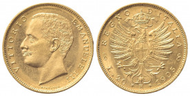 Vittorio Emanuele III (1900-1943). 20 Lire 1905. Au (20.5mm, 6.45g). Roma. Pagani 664; Gigante 27. SPL