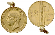 Vittorio Emanuele III (1900-1943). 20 Lire 1923. Au (20mm, 7.01g). Roma. Pagani 670; Gigante 34. Montato, BB+