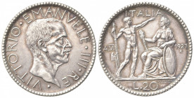 Vittorio Emanuele III (1900-1943). 20 Lire 1927 VI. Ar (35mm, 15.00g). Roma. Pagani 672; Gigante 36. SPL