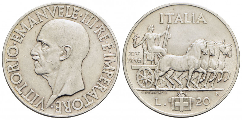 Vittorio Emanuele III (1900-1943) - 20 Lire - 1936 XIV Impero - AG R Pag. 681; M...