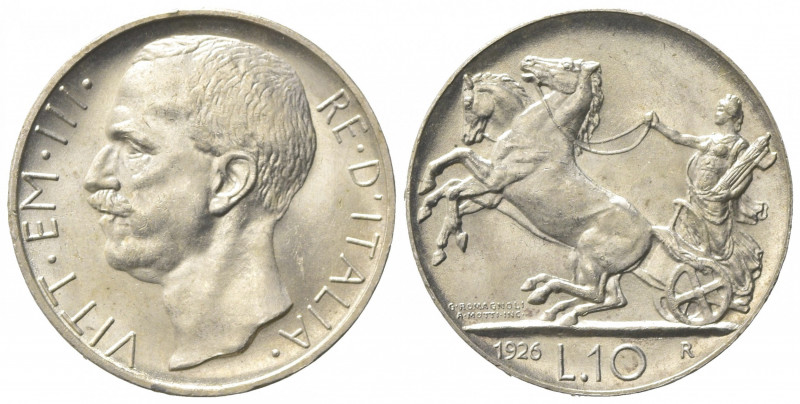 Vittorio Emanuele III (1900-1943). 10 Lire 1926. Ar (26.5mm, 10.00g). Roma. Paga...