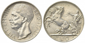 Vittorio Emanuele III (1900-1943). 10 Lire 1930. Ar (26.5mm, 10.02g). Roma. Pagani 695; Gigante 59. qSPL