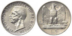 Vittorio Emanuele III (1900-1943). 5 Lire 1926. Ar (23mm, 5.00g). Roma. Pagani 709; Gigante 73. qSPL