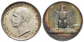 Vittorio Emanuele III (1900-1943) - 5 Lire - 1930 Aquiletta - AG Pag. 713; Mont. 125 Eccezionale - FDC