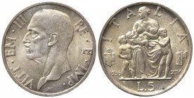Vittorio Emanuele III (1900-1943). 5 lire 1936. Gig. 83. qFDC