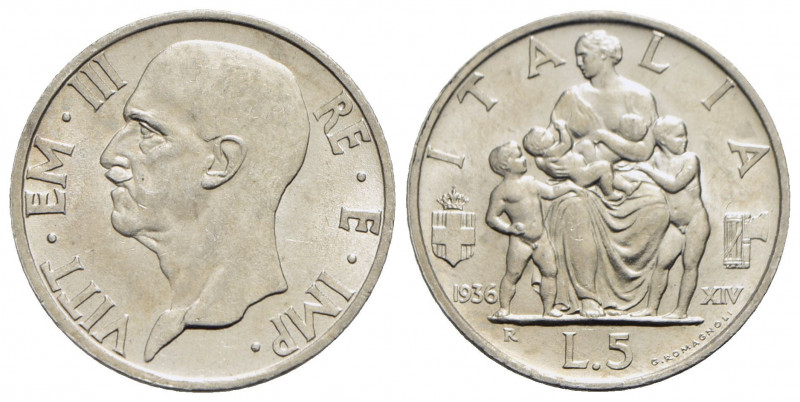 Vittorio Emanuele III (1900-1943) - 5 Lire - 1936 XIV Fecondità - AG Pag. 719; M...
