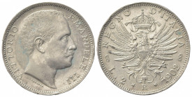 Vittorio Emanuele III (1900-1943). 2 Lire 1902. Ar (27mm, 9.97g). Roma. Pagani 726; Gigante 90. qSPL