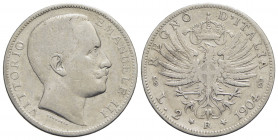 Vittorio Emanuele III (1900-1943) - 2 Lire - 1904 Aquila - AG RR Pag. 728; Mont. 143 Tracce di pulizia - qBB