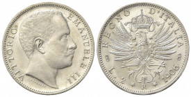 Vittorio Emanuele III (1900-1943). 2 Lire 1906. Ar (27mm, 10.01g). Roma. Pagani 730; Gigante 94. qSPL