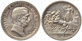 Vittorio Emanuele III (1900-1943). 2 lire 1917 "Quadriga briosa". Gig. 104 NC. SPL