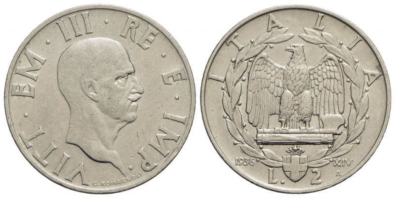 Vittorio Emanuele III (1900-1943) - 2 Lire - 1936 XIV Impero - NI R Pag. 754; Mo...