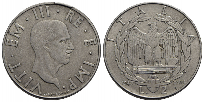 Vittorio Emanuele III (1900-1943) - 2 Lire - 1940 XVIII Impero - Ac NC Esubero d...