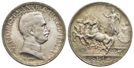 Vittorio Emanuele III (1900-1943) - Lira - 1917 Quadriga briosa - AG Pag. 775; Mont. 202 Bellissima patina - FDC