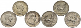 Vittorio Emanuele III (1900-1943) - Lira - 1917 Quadriga briosa - AG Pag. 775; Mont. 202 Lotto di tre monete in alta conservazione - qFDC÷FDC