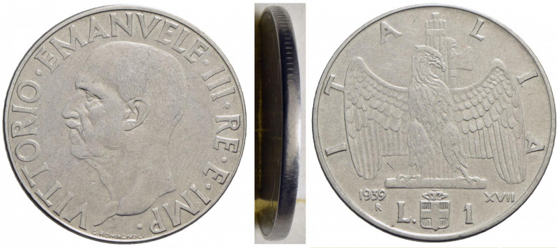 Vittorio Emanuele III (1900-1943) - Lira - 1939 XVII Impero - Ac Pag. 792; Mont....