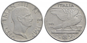 Vittorio Emanuele III (1900-1943) - 50 Centesimi - 1940 XVIII - Ac Pag. 823a; Mont. 268 Magnetica Segno dell'estrattore al bordo - BB-SPL