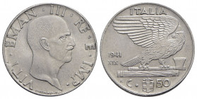 Vittorio Emanuele III (1900-1943) - 50 Centesimi - 1941 XIX Impero - Ac Pag. 824; Mont. 269 Esubero di metallo margine D/ sopra all'ultima T di VITT -...