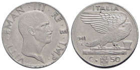 Vittorio Emanuele III (1900-1943) - 50 Centesimi - 1941 XIX Impero - Ac Pag. 824; Mont. 269 Debolezza di conio marginale - BB-SPL