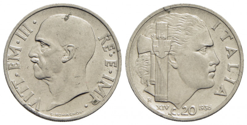 Vittorio Emanuele III (1900-1943) - 20 Centesimi - 1936 XIV Impero - NI RR Pag. ...