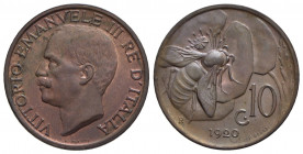 Vittorio Emanuele III (1900-1943) - 10 Centesimi - 1920 Ape - CU Pag. 865; Mont. 329 Rame rosso - FDC