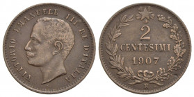Vittorio Emanuele III (1900-1943) - 2 Centesimi - 1907 Valore - CU RR Pag. 929; Mont. 401 - BB