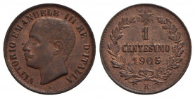 Vittorio Emanuele III (1900-1943) - Centesimo - 1905 Valore - CU Pag. 943; Mont. 418 Rame rosso - FDC