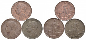 Vittorio Emanuele III (1900-1943) - Centesimo - 1914-15-16 Prora - CU Lotto di tre monete - FDC