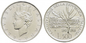 Repubblica Italiana (emissioni in lire) (1946-2001) - 500 Lire - 1988 - Costituzione Repubblica Italiana - AG - FDC