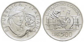 Repubblica Italiana (emissioni in lire) (1946-2001) - 500 Lire - 1989 - Cancro - AG - FDC