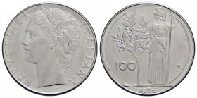 Repubblica Italiana (emissioni in lire) (1946-2001) - 100 Lire - 1976 - AC Mont. 33 Debolezza di conio circolare esterna, L del valore parzialmente ma...