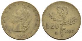 Repubblica Italiana (emissioni in lire) (1946-2001) - 20 Lire - 1957 - BT Mont. 5 Asse spostato - BB