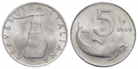 Repubblica Italiana (emissioni in lire) (1946-2001) - 5 Lire - 1969 - IT NC Mont. 15 1 della data rovesciato - FDC