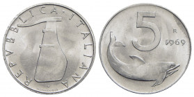 Repubblica Italiana (emissioni in lire) (1946-2001) - 5 Lire - 1969 - IT NC Mont. 15 1 della data rovesciato - FDC