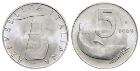 Repubblica Italiana (emissioni in lire) (1946-2001) - 5 Lire - 1969 - IT NC Mont. 15 1 della data rovesciato Eccezionale - FDC
