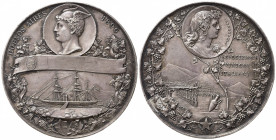 Medaglia Esposizione Vinicola Italiana Buenos Aires 1896. Ag (63,30 g - 52,5 mm). D/Testa di Mercurio a sinistra in alto entro medaglia; veliero davan...