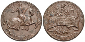 SAVOIA - Umberto I (1878-1900) - Medaglia - 1893 - Festa di gala per le nozze d'argento - Cavaliere a d. - R/ Scritte Ø: 54 mm. - AE Foro otturato - S...