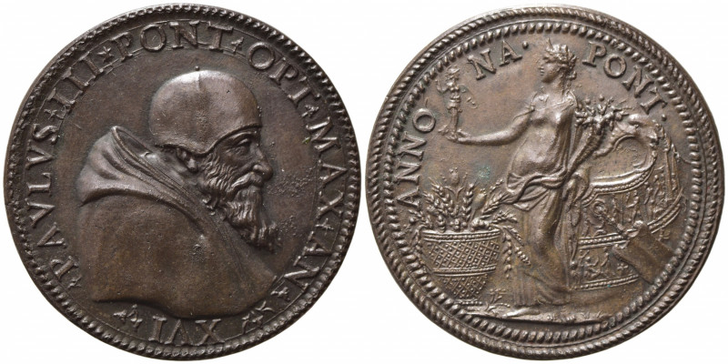 PAPALI. Paolo III (1534-1549). Medaglia anno XVI. AE (20,67 g - 34,5 mm). D/bust...