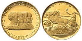 ITALIA. Medaglia Primo Centenario dell'Unità d'Italia, 1961. Au (22mm, 6.85g). Opus Giampaoli. SPL