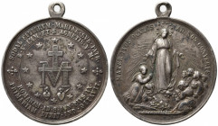 RELIGIOSE. Pio IX. Medaglia Confraternita figlie di Maria. Ag? (14,5 g - 34 mm) Opus De Angelis. BB+