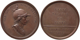 AUSTRIA. Medaglia Campagne militari di Carlo Luigi d'Austria in Germania 1798. AE (20,95 g - 42,2 mm) Opus Guillemard. D/CAR•LVD•AVSTR•BOHEM•SERVATOR ...
