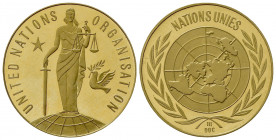 ONU. Organisation of United Nations. Medaglia commemorativa. Proof Au (25mm, 10.55g). FDC